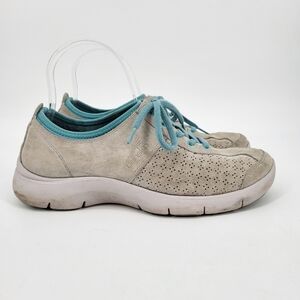 Dansko Elise Genuine Suede Leather Lace Up Sneakers Comfort Shoe Gray Blue 38 8